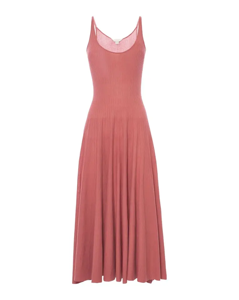 Cotton Mako Pleated Knit Sleeveless Midi Dress Cotton Mako Pleated Knit Sleeveless Midi Dress