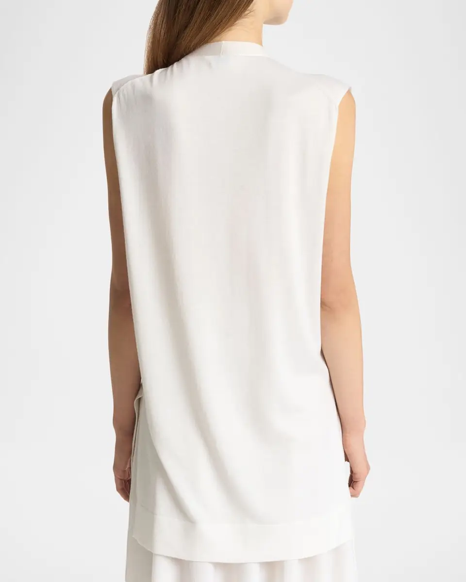 Malo Cashmere-Silk Sleeveless Neck-Tie Top | Thumbnail 2
