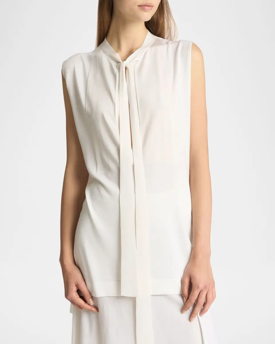 Malo Cashmere-Silk Sleeveless Neck-Tie Top | Thumbnail 3