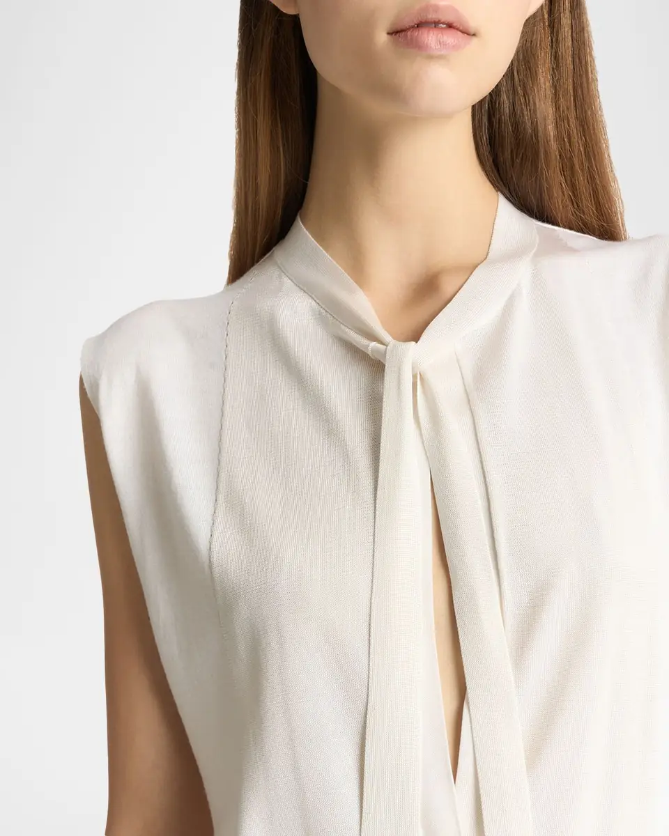 Malo Cashmere-Silk Sleeveless Neck-Tie Top | Thumbnail 4