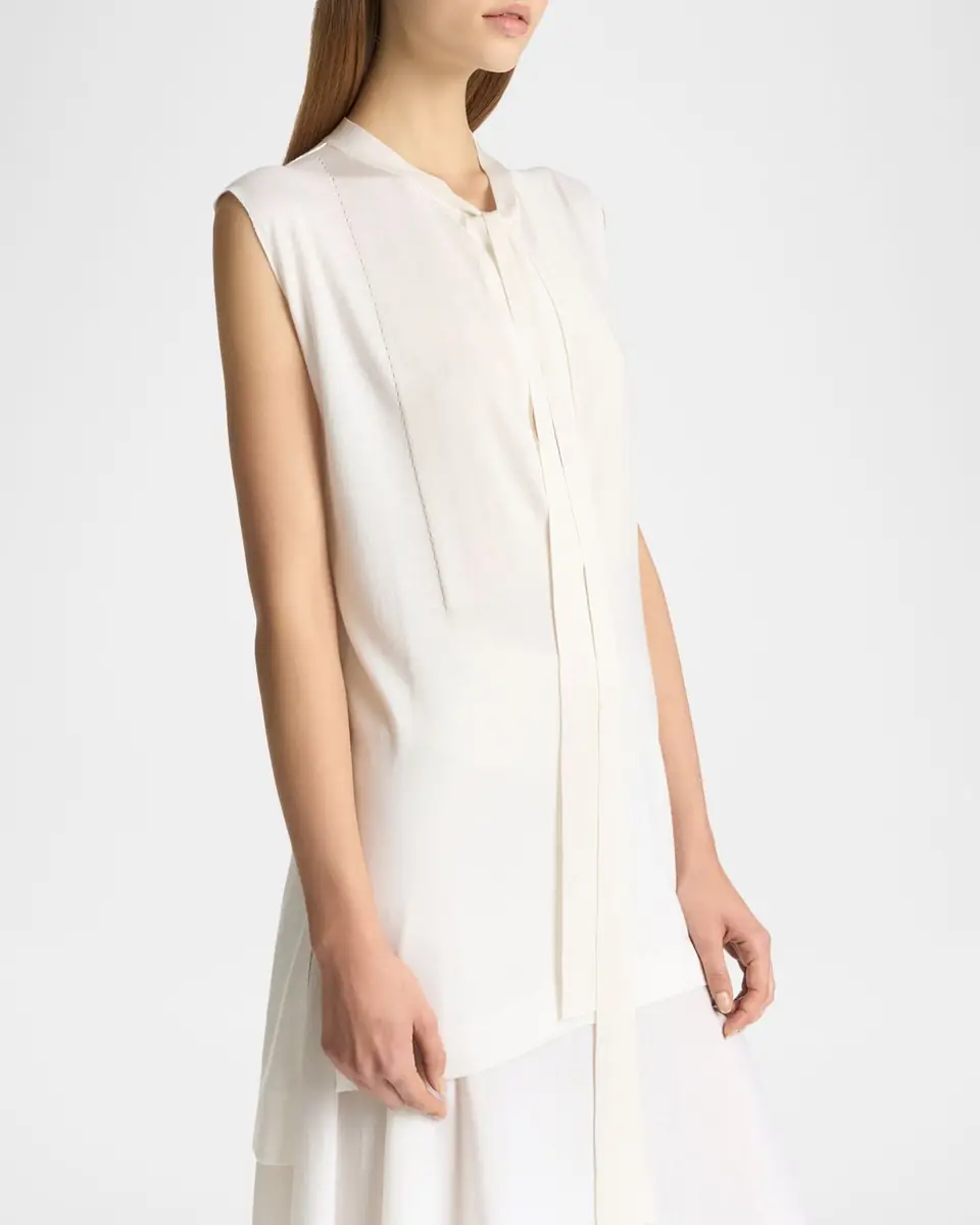 Malo Cashmere-Silk Sleeveless Neck-Tie Top | Thumbnail 5