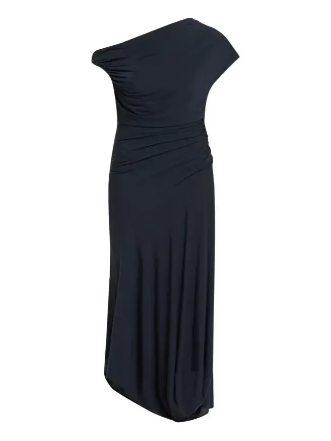 Halle Ruched Asymmetric Jersey Dress