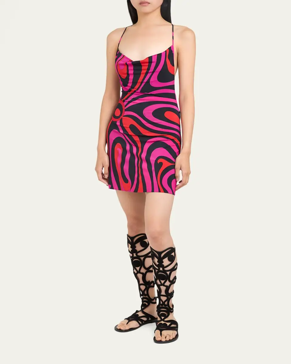 PUCCI Marmo Jersey Satin Cowl-Neck Backless Mini Dress | Thumbnail 8