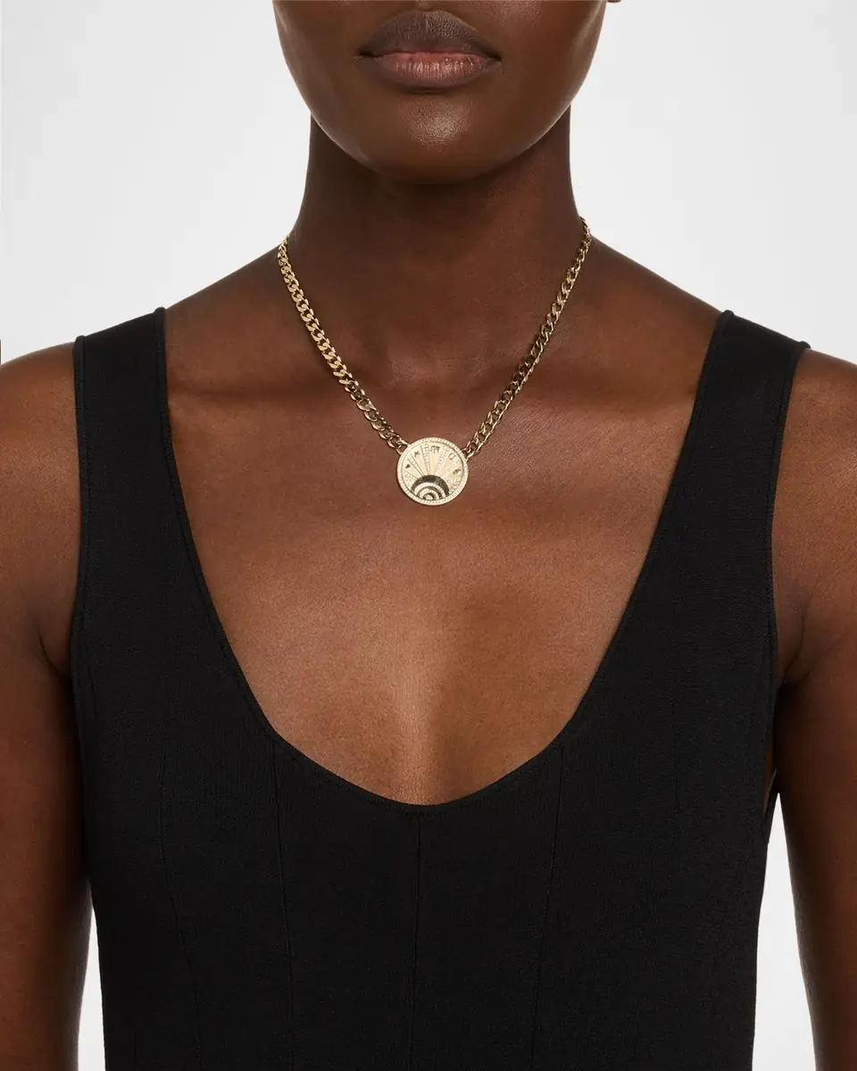 Sydney Evan 14K Diamond Pave Rays Evil Eye Luck Coin Necklace | Thumbnail 2 Sydney Evan 14K Diamond Pave Rays Evil Eye Luck Coin Necklace | Thumbnail 2