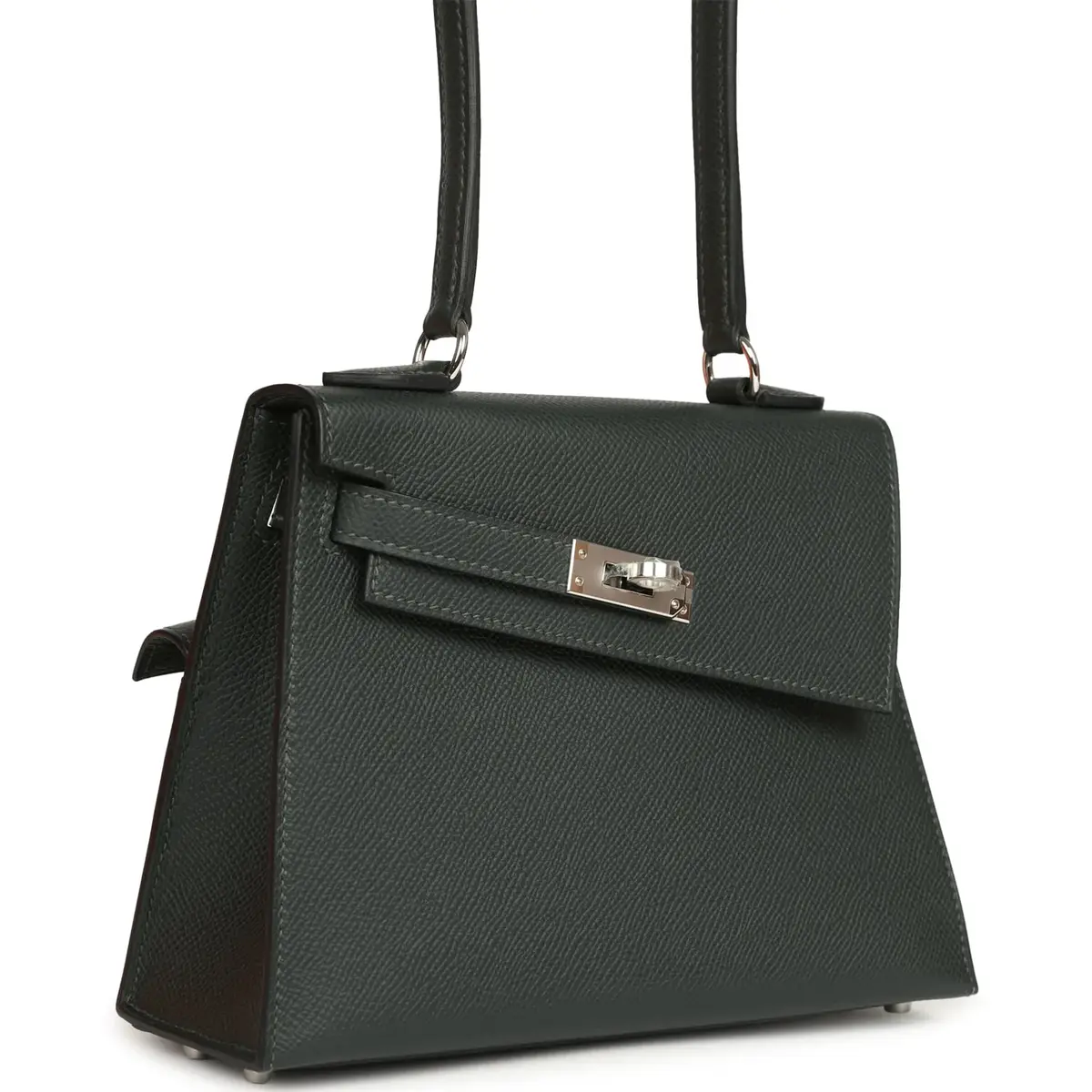 HERMÈS Hermes Kelly Sellier En Desordre 20 Vert Fonce Epsom Palladium Hardware | Thumbnail 3