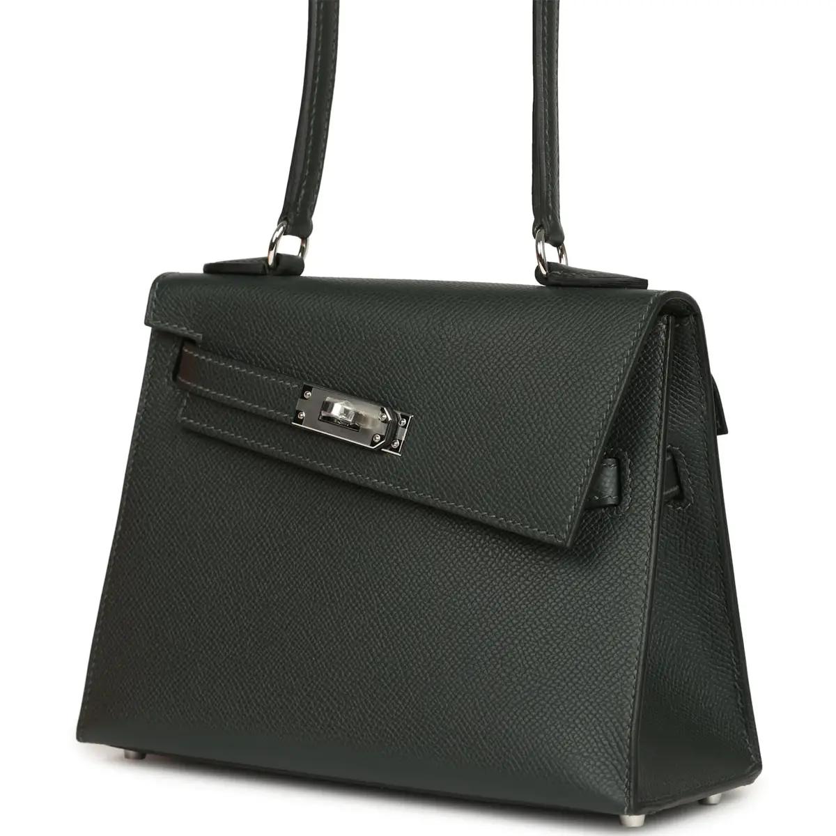 HERMÈS Hermes Kelly Sellier En Desordre 20 Vert Fonce Epsom Palladium Hardware | Thumbnail 6