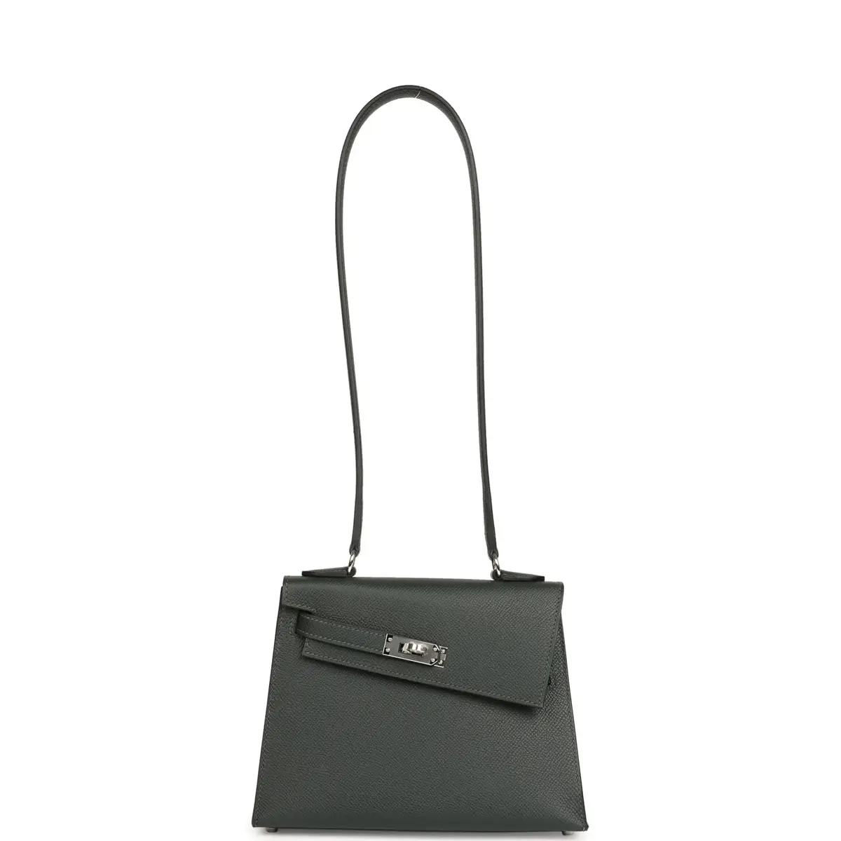 HERMÈS Hermes Kelly Sellier En Desordre 20 Vert Fonce Epsom Palladium Hardware | Thumbnail 7