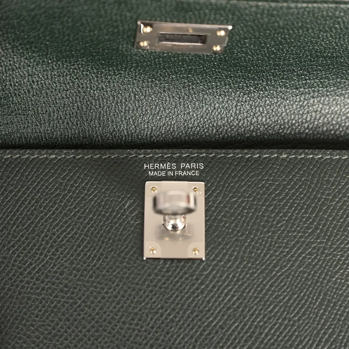 HERMÈS Hermes Kelly Sellier En Desordre 20 Vert Fonce Epsom Palladium Hardware | Thumbnail 10