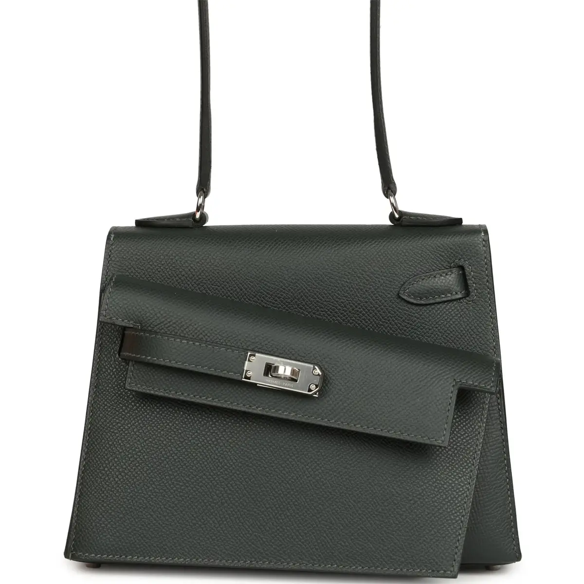 Hermes Kelly Sellier En Desordre 20 Vert Fonce Epsom Palladium Hardware Hermes Kelly Sellier En Desordre 20 Vert Fonce Epsom Palladium Hardware