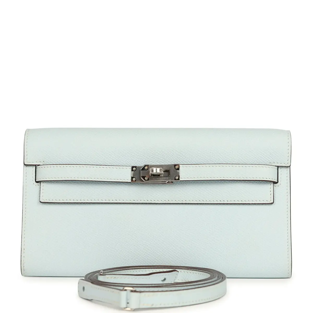 HERMÈS Hermes Kelly Wallet To Go Bleu Brume Palladium Hardware | Image 1 HERMÈS Hermes Kelly Wallet To Go Bleu Brume Palladium Hardware | Image 1