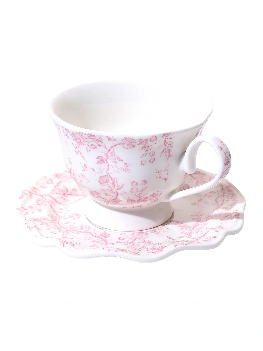 Noon & Moon Rosy Bloom Teacup & Saucer