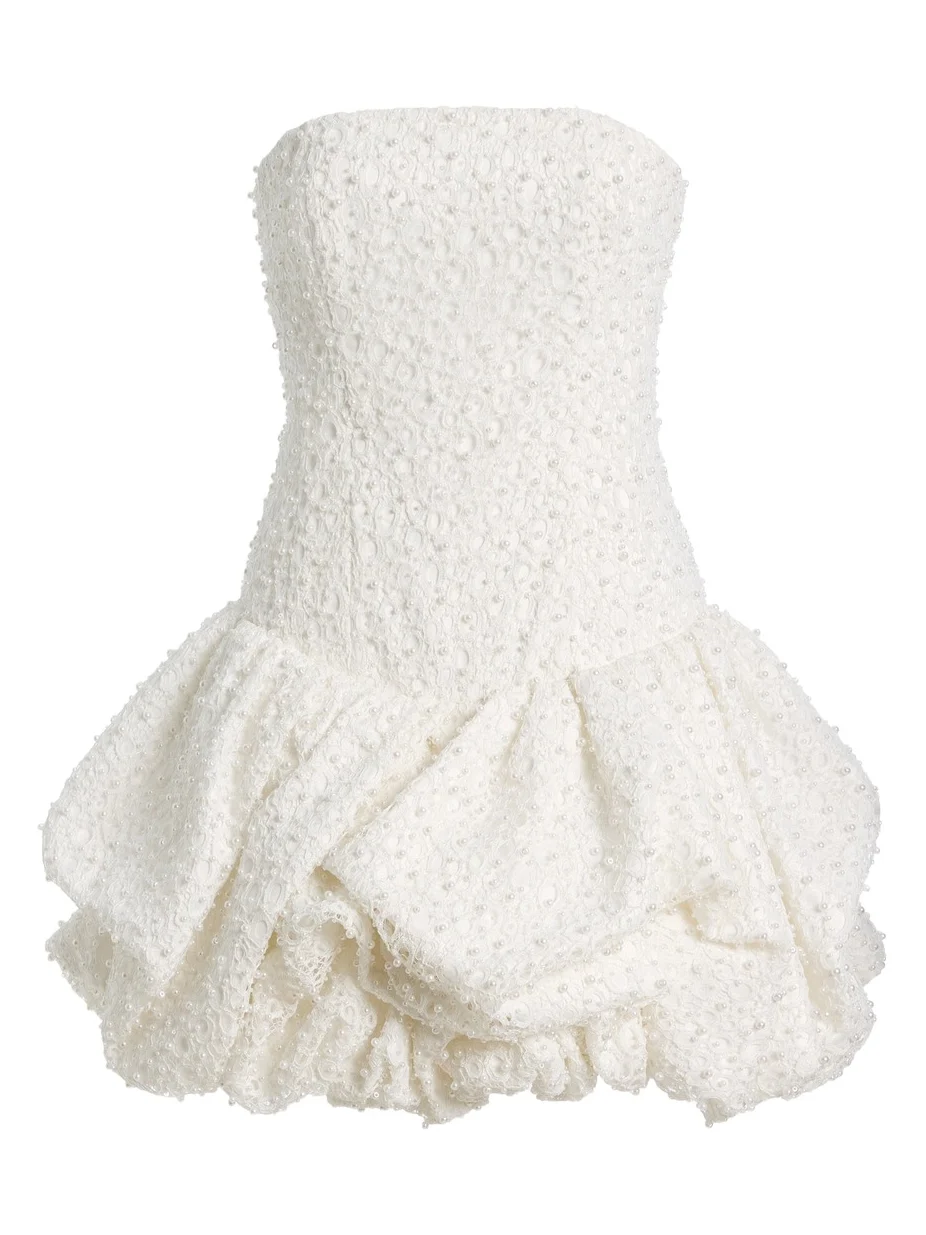 Juniper Pearl-Embellished Lace Bubble Mini Dress Juniper Pearl-Embellished Lace Bubble Mini Dress