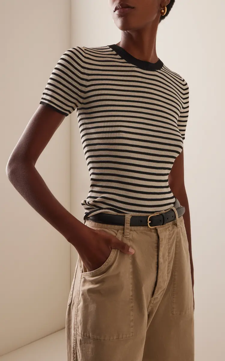 Nili Lotan Hettie Striped Silk T-Shirt | Thumbnail 2