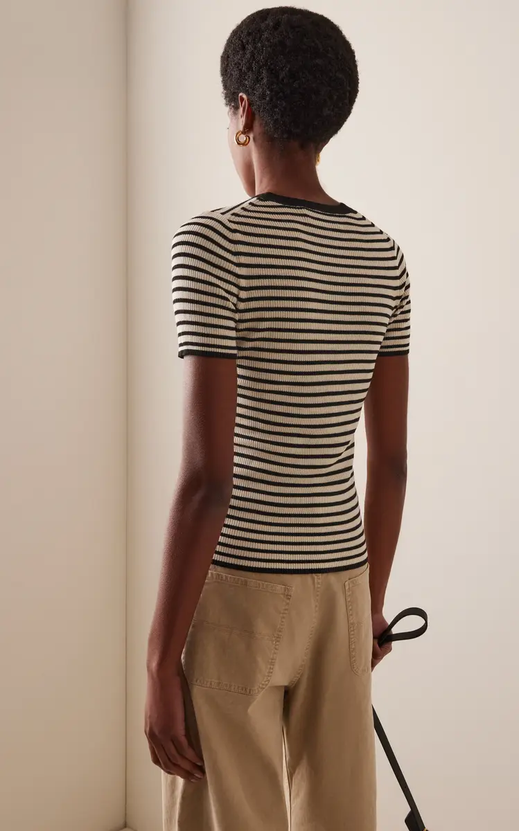 Nili Lotan Hettie Striped Silk T-Shirt | Thumbnail 4