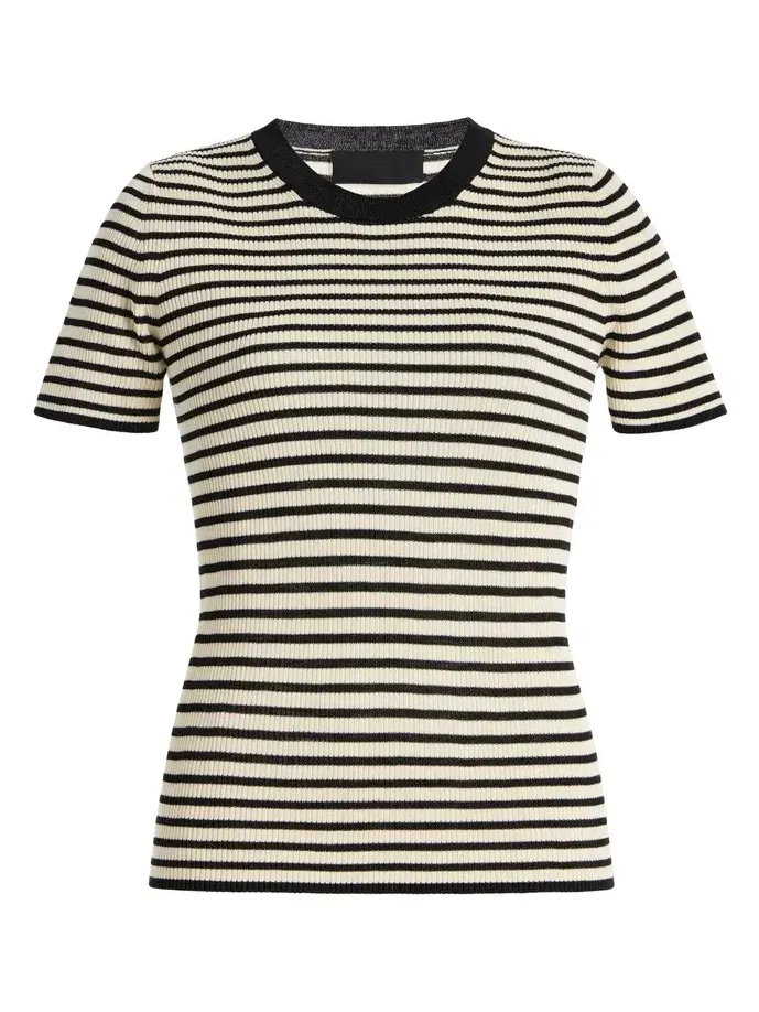 Nili Lotan Hettie Striped Silk T-Shirt