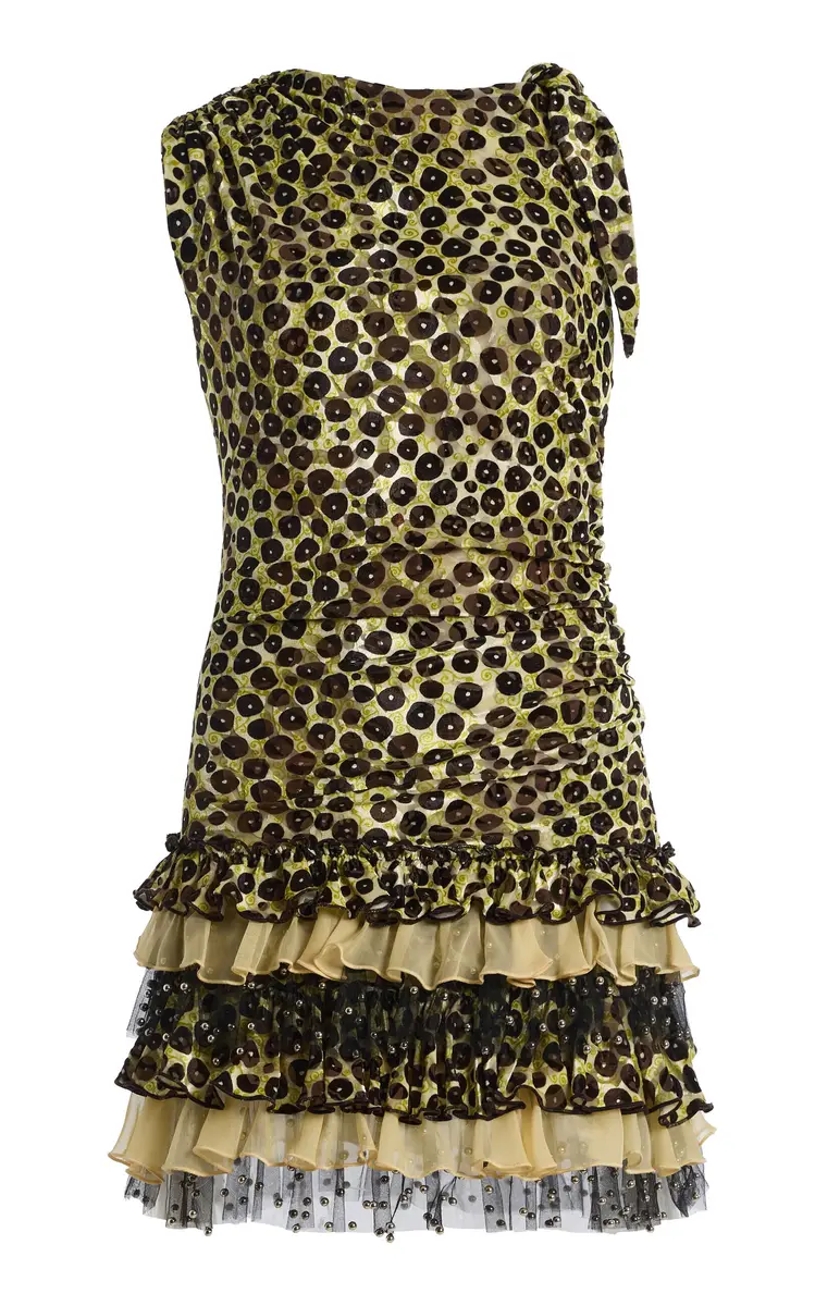 SIEDRÉS Floriana Ruffled Devoré Chiffon Mini Dress