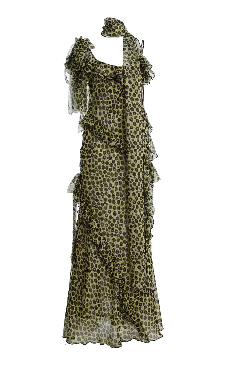 SIEDRÉS Monica Ruffled Devoré Chiffon Maxi Dress | Thumbnail 4 SIEDRÉS Monica Ruffled Devoré Chiffon Maxi Dress | Thumbnail 4