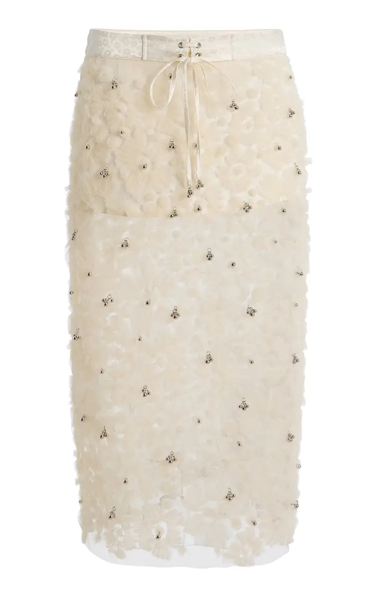 SIEDRÉS Siam Floral-Appliquéd Tulle Midi Skirt | Image 1 SIEDRÉS Siam Floral-Appliquéd Tulle Midi Skirt | Image 1