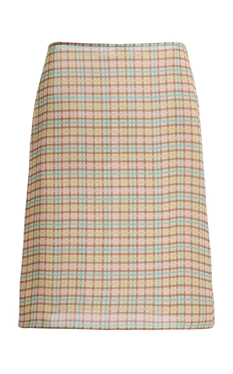 SIEDRÉS Colette Checked Georgette Midi Skirt