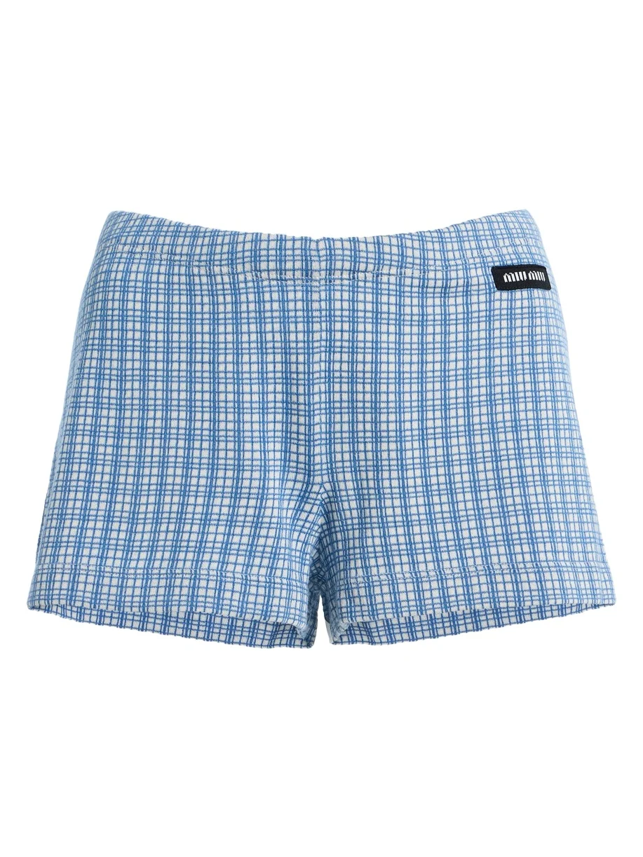 Checked Cashmere-Silk Mini Shorts Checked Cashmere-Silk Mini Shorts