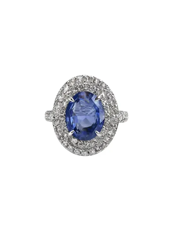 5.349ct Diamond Sapphire Platinum Cocktail Ring