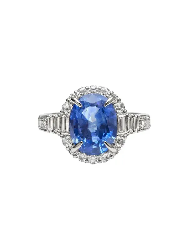6.22ct Diamond Sapphire Platinum Cocktail Ring