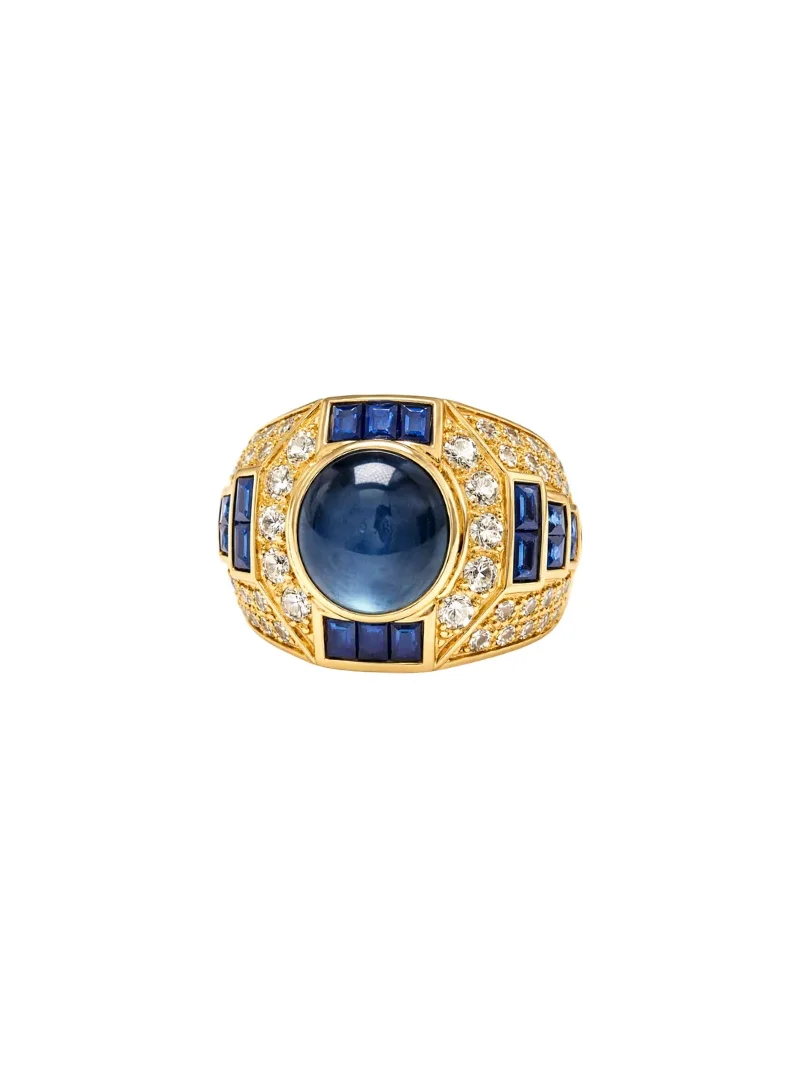 Wish Fine Jewelry 8.65ct Diamond Sapphire 18K Gold Statement Ring