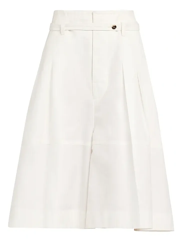Women's Belted Cotton Toile Wide-Leg Culottes Women's Belted Cotton Toile Wide-Leg Culottes