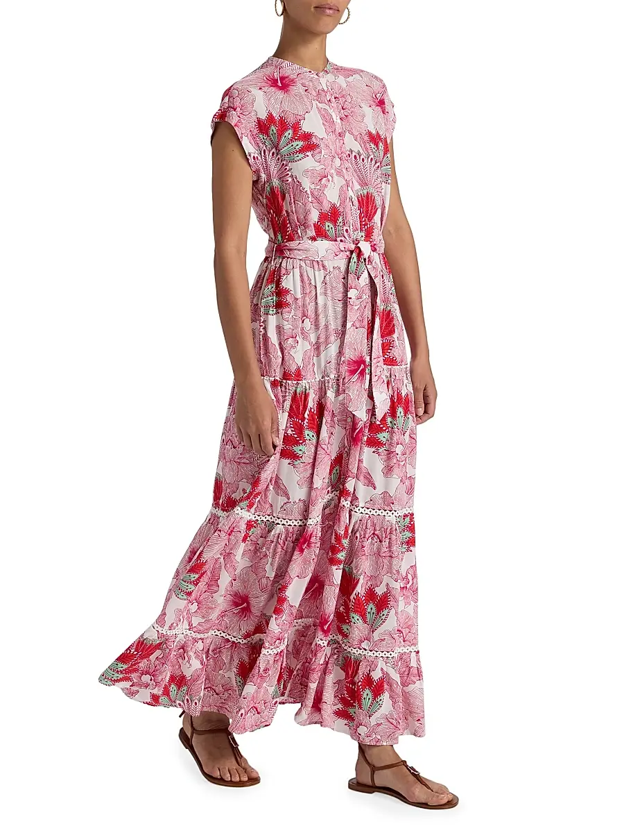 Poupette St Barth Women's Kora Floral Cap-Sleeve Shirtdress | Thumbnail 4