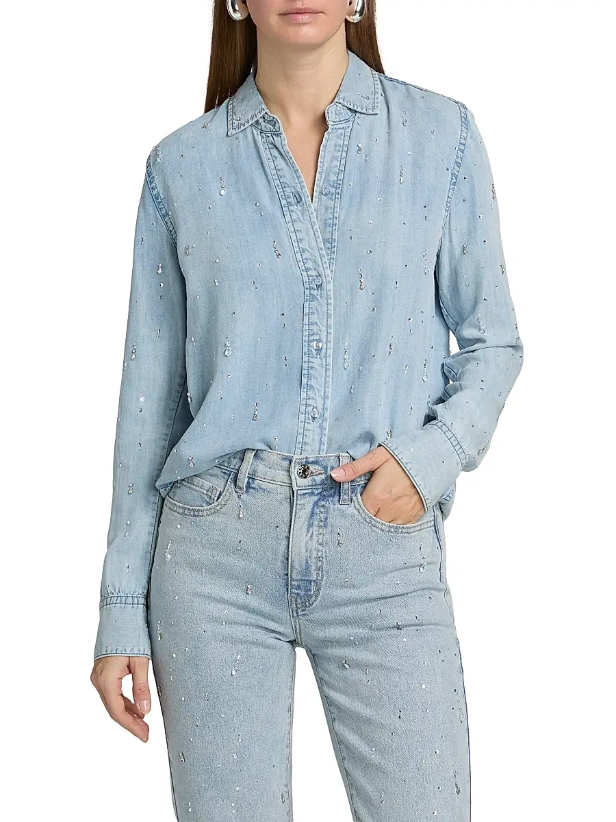 Generation Love Women's Marcello Embellished Denim Shirt | Thumbnail 3 Generation Love Women's Marcello Embellished Denim Shirt | Thumbnail 3