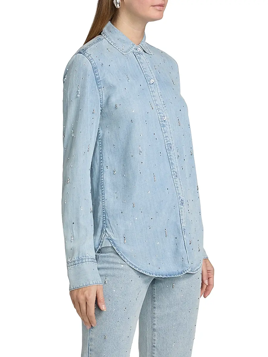 Generation Love Women's Marcello Embellished Denim Shirt | Thumbnail 4 Generation Love Women's Marcello Embellished Denim Shirt | Thumbnail 4