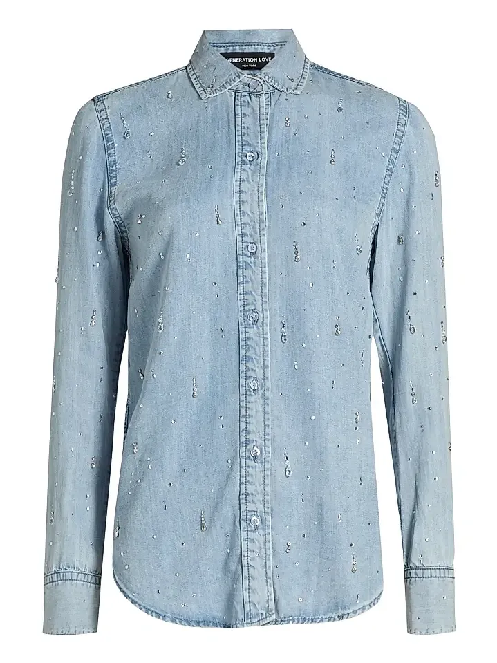 Women's Marcello Embellished Denim Shirt Women's Marcello Embellished Denim Shirt