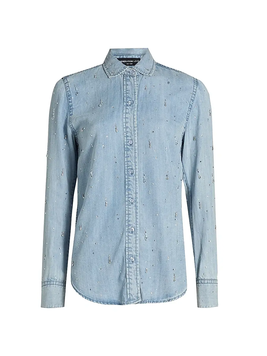 Generation Love Women's Marcello Embellished Denim Shirt