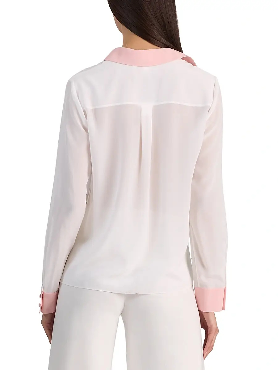 Alice + Olivia Women's Willa Cocktail Club Print Silk Blouse | Thumbnail 4