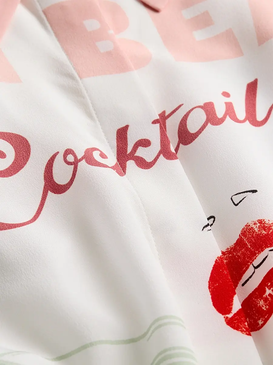 Alice + Olivia Women's Willa Cocktail Club Print Silk Blouse | Thumbnail 6