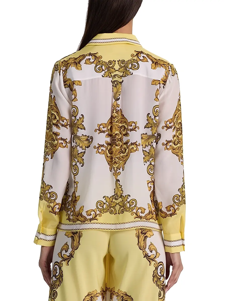 Alice + Olivia Women's Willa Golden Coast Print Silk Blouse | Thumbnail 5