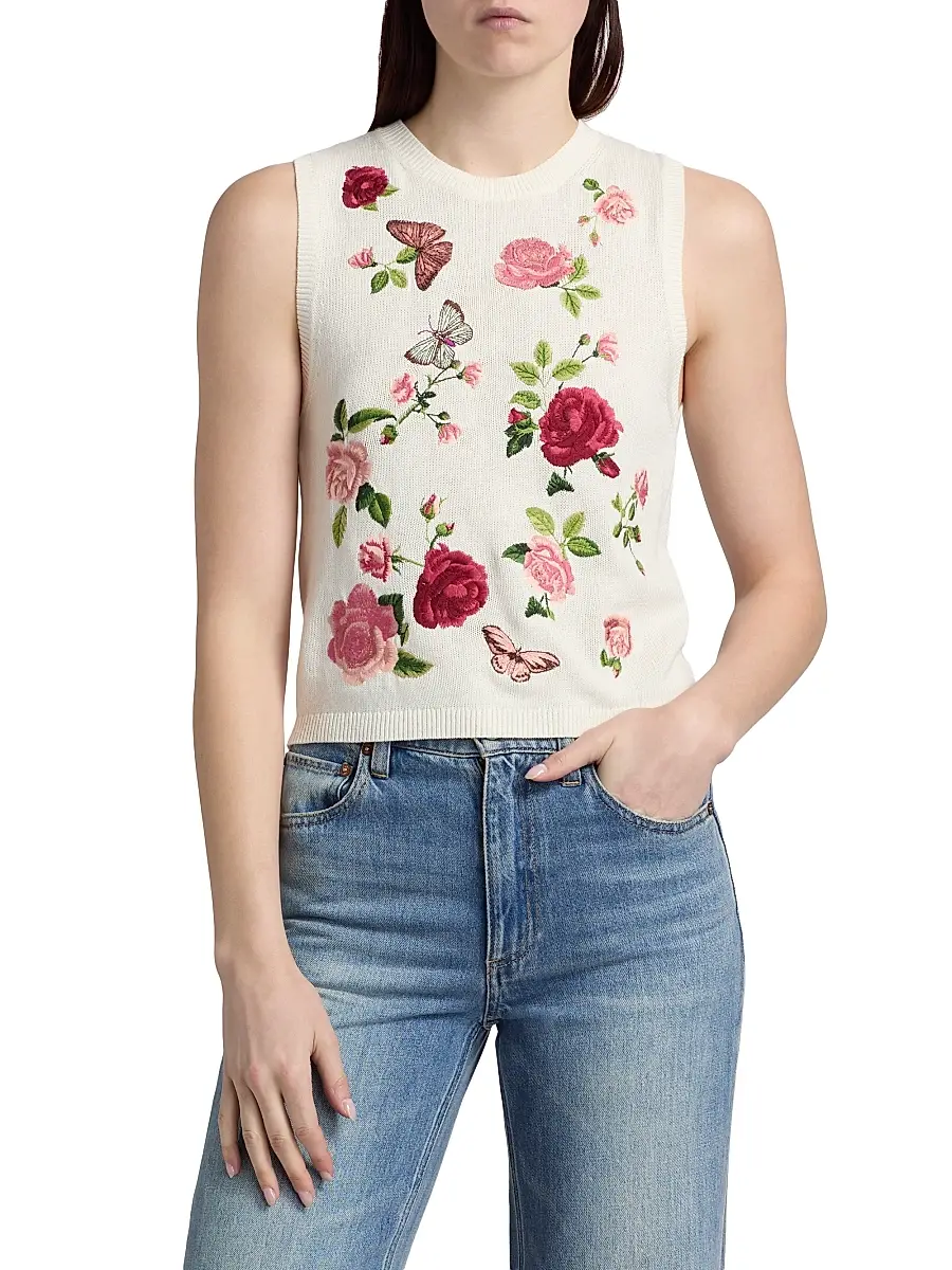 Alice + Olivia Women's Reva Floral Shell Top | Thumbnail 3