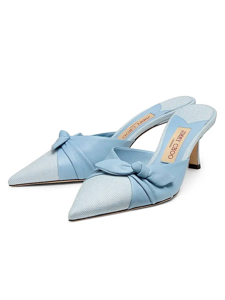 Jimmy Choo Women's Riviera Livi 65MM Bow-Detail Mules - Riviera Blue And Riviera Blue Mix | Thumbnail 2 Jimmy Choo Women's Riviera Livi 65MM Bow-Detail Mules - Riviera Blue And Riviera Blue Mix | Thumbnail 2