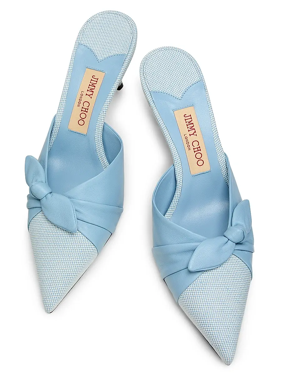 Jimmy Choo Women's Riviera Livi 65MM Bow-Detail Mules - Riviera Blue And Riviera Blue Mix | Thumbnail 4 Jimmy Choo Women's Riviera Livi 65MM Bow-Detail Mules - Riviera Blue And Riviera Blue Mix | Thumbnail 4