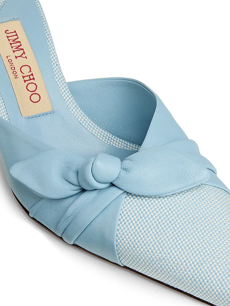 Jimmy Choo Women's Riviera Livi 65MM Bow-Detail Mules - Riviera Blue And Riviera Blue Mix | Thumbnail 5 Jimmy Choo Women's Riviera Livi 65MM Bow-Detail Mules - Riviera Blue And Riviera Blue Mix | Thumbnail 5
