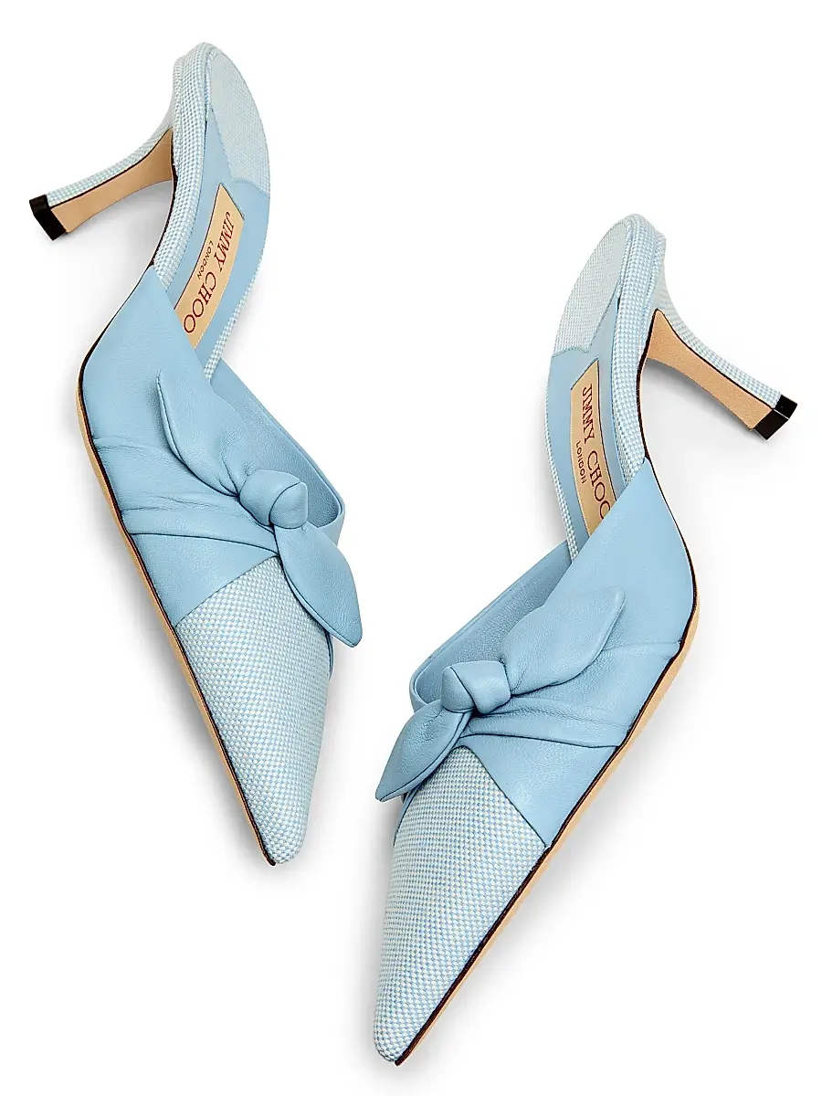 Jimmy Choo Women's Riviera Livi 65MM Bow-Detail Mules - Riviera Blue And Riviera Blue Mix | Thumbnail 6 Jimmy Choo Women's Riviera Livi 65MM Bow-Detail Mules - Riviera Blue And Riviera Blue Mix | Thumbnail 6