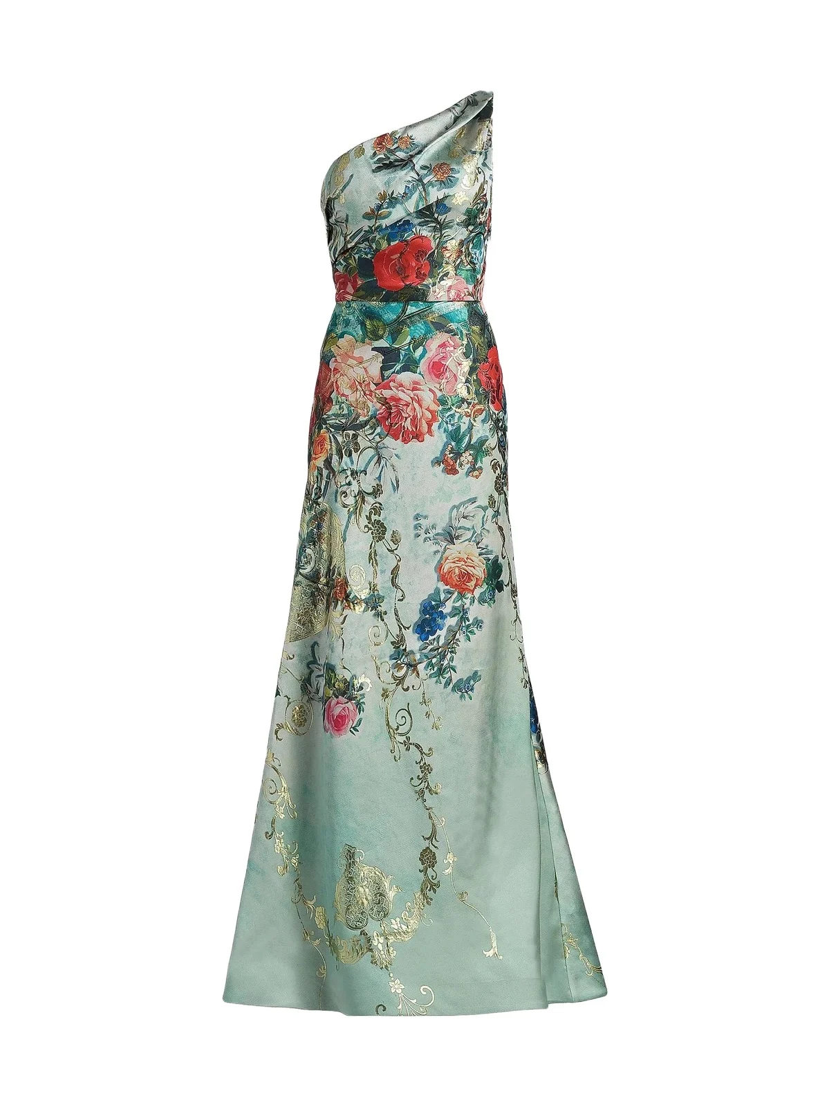 Rene Ruiz Collection Women's Floral Jacquard One-Shoulder Gown