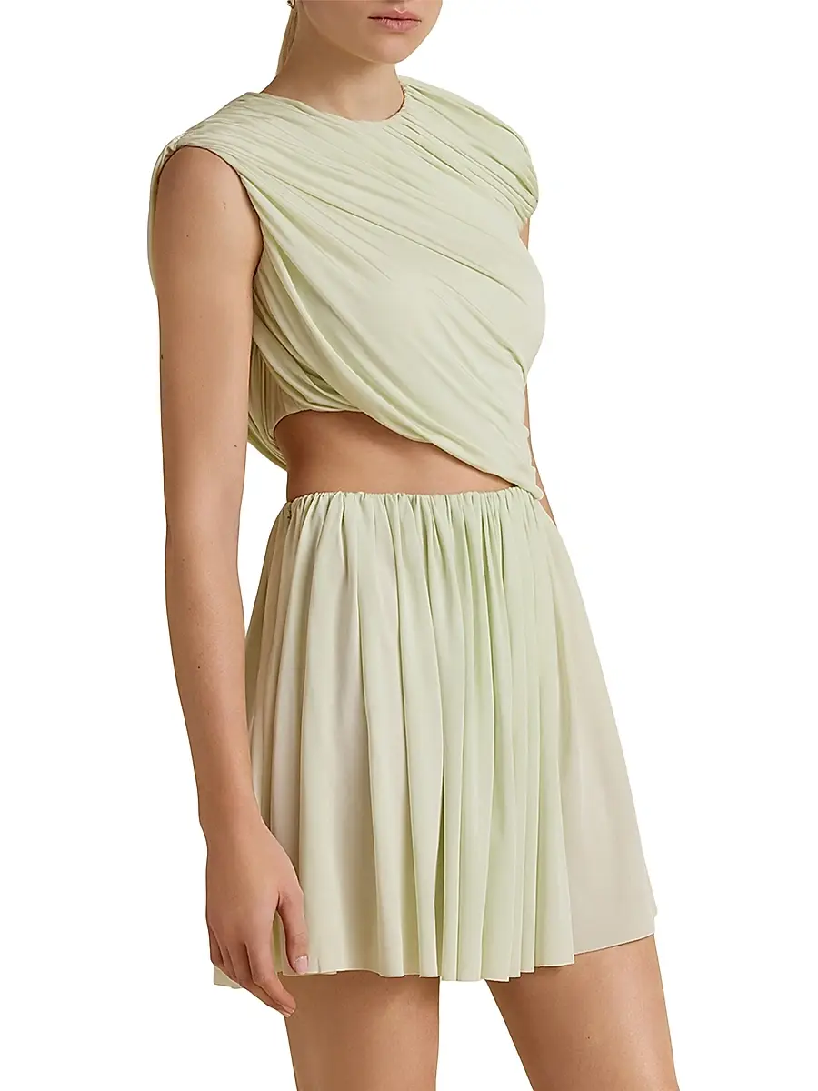 Marina Moscone Women's Draped Jersey Mini Dress - Umber | Thumbnail 2