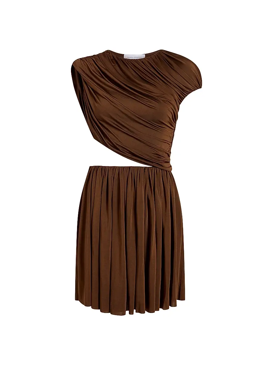 Marina Moscone Women's Draped Jersey Mini Dress - Umber | Thumbnail 5
