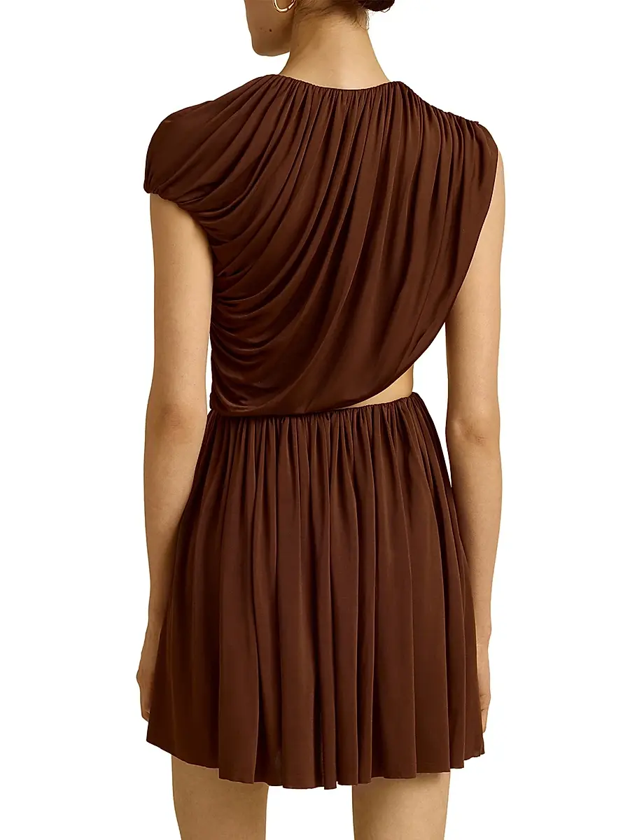 Marina Moscone Women's Draped Jersey Mini Dress - Umber | Thumbnail 7