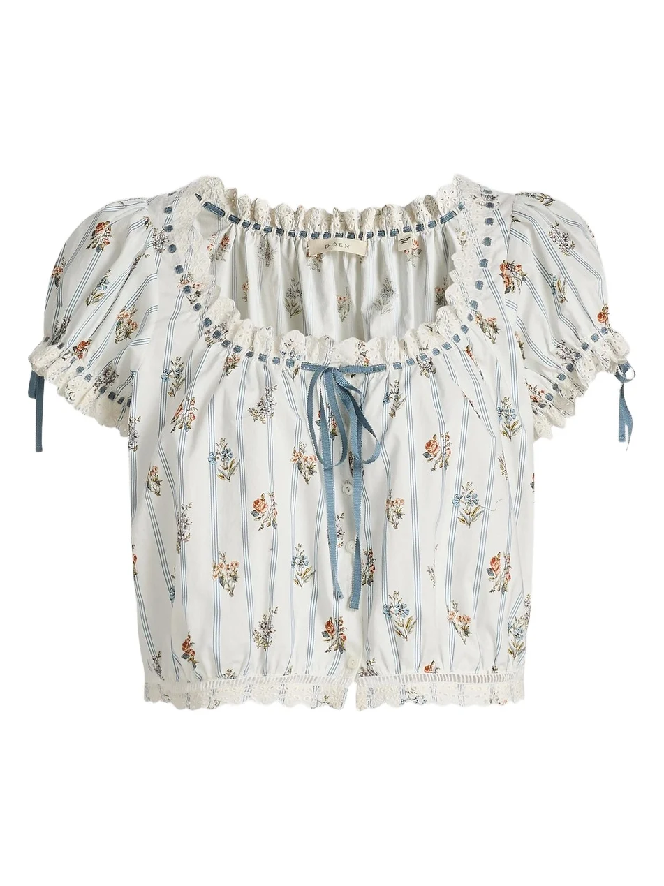 DÔEN Women's Nera Floral Cotton Crop Top