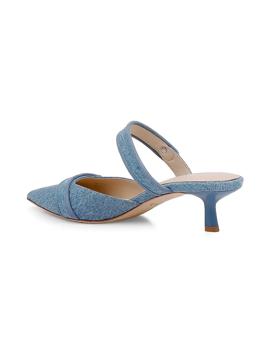 L'Agence Women's Gilliane 50MM Denim & Suede Mules | Thumbnail 3