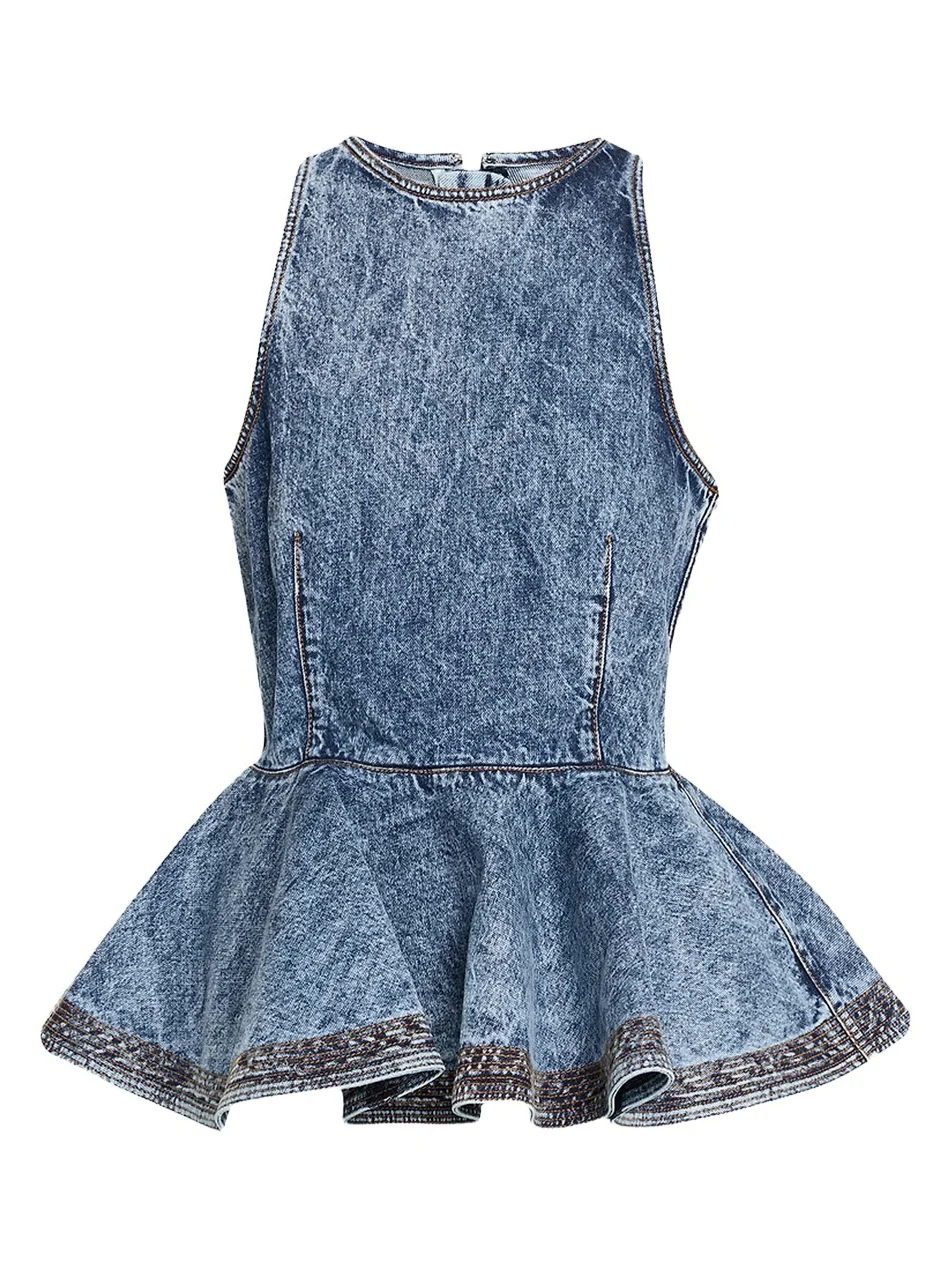Women's Denim Peplum Top