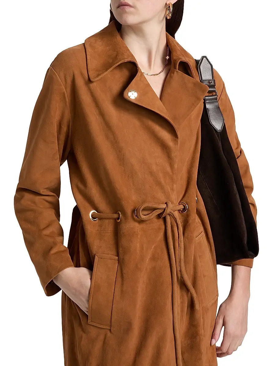 Ba&sh Women's Matte Suede Trench Coat | Thumbnail 6 Ba&sh Women's Matte Suede Trench Coat | Thumbnail 6