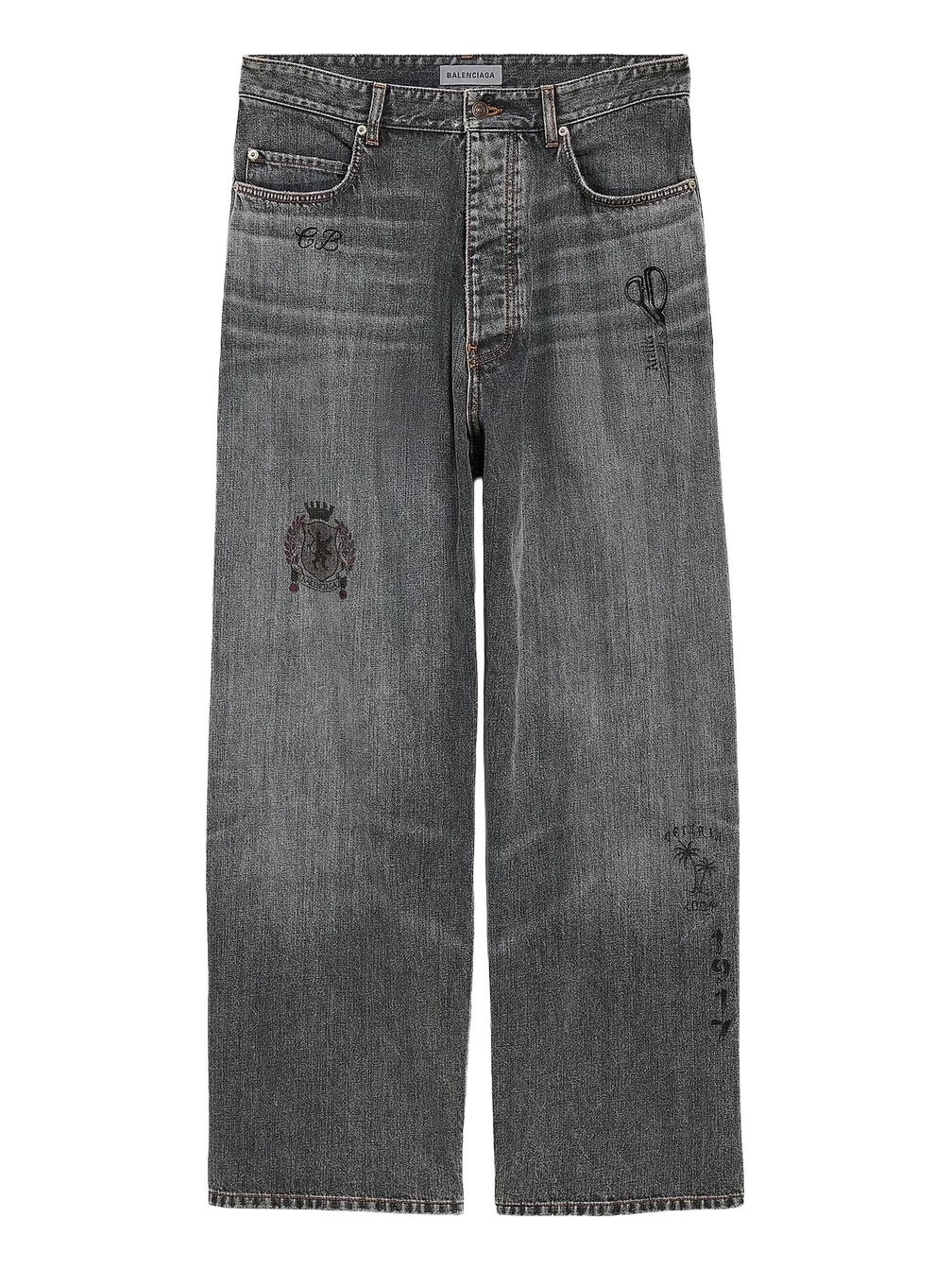 Balenciaga Men's Tattoo Baggy Jeans